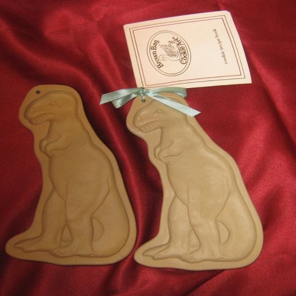 VINTAGE 1985 BROWN BAG COOKIE ART CERAMIC COOKIE PRESS T-REX DESIGN - Picture 2 of 10